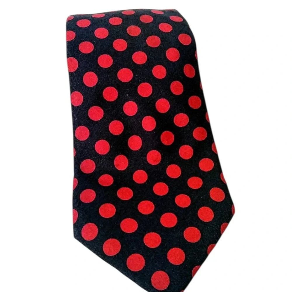 LANDS’ END 100% Silk Merchant Polka Dot Tie in Navy/Hot Pink 56”L x 3.5”W
